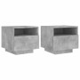 Bedside tables with LED lights 2 pcs concrete gray 40x39x37 cm by , Nightstands - Ref: Foro24-836805, Price: 88,37 €, Discoun...