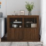 Bedside tables LED lights 2 pcs engineered wood brown oak by , Lockers and storage cabinets - Ref: Foro24-836643, Price: 100,...