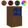 Bedside tables LED lights 2 pcs engineered wood brown oak by , Lockers and storage cabinets - Ref: Foro24-836643, Price: 100,...