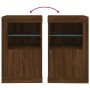 Bedside tables LED lights 2 pcs engineered wood brown oak by , Lockers and storage cabinets - Ref: Foro24-836643, Price: 100,...