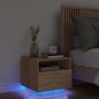 Bedside table with LED lights Sonoma oak 40x39x37 cm by , Nightstands - Ref: Foro24-836802, Price: 51,96 €, Discount: %