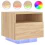 Bedside table with LED lights Sonoma oak 40x39x37 cm by , Nightstands - Ref: Foro24-836802, Price: 51,96 €, Discount: %