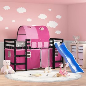 High bed for children with pink pine wood tunnel 90x190 cm by , Beds and slatted bases - Ref: Foro24-3207062, Price: 278,81 €...