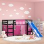 Cama alta para niños con cortinas madera pino rosa 80x200 cm de , Camas y somieres - Ref: Foro24-3207017, Precio: 262,21 €, D...