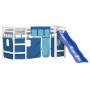 High bed for children with blue pine wood curtains 90x200 cm by , Beds and slatted bases - Ref: Foro24-3207022, Price: 266,99...