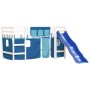 Cama alta para niños con cortinas madera pino azul 90x200 cm de , Camas y somieres - Ref: Foro24-3207022, Precio: 266,99 €, D...