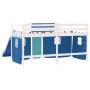 Cama alta para niños con cortinas madera pino azul 90x200 cm de , Camas y somieres - Ref: Foro24-3207022, Precio: 270,39 €, D...