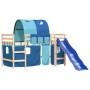 High bed for children with blue pine wood tunnel 90x190 cm by , Beds and slatted bases - Ref: Foro24-3207055, Price: 262,06 €...