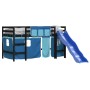 Cama alta para niños con cortinas madera pino azul 90x190 cm de , Camas y somieres - Ref: Foro24-3207034, Precio: 265,37 €, D...