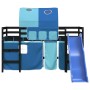 High bed for children with blue pine wood tunnel 80x200 cm by , Beds and slatted bases - Ref: Foro24-3207043, Price: 277,90 €...