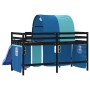 Cama alta para niños con túnel madera pino azul 80x200 cm de , Camas y somieres - Ref: Foro24-3207043, Precio: 278,45 €, Desc...