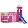 Cama alta para niños con torre madera pino rosa 90x200 cm de , Camas y somieres - Ref: Foro24-3207074, Precio: 285,15 €, Desc...