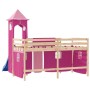 Cama alta para niños con torre madera pino rosa 90x200 cm de , Camas y somieres - Ref: Foro24-3207074, Precio: 285,15 €, Desc...