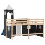 Cama alta niños con torre madera pino blanco negro 90x190 cm de , Camas y somieres - Ref: Foro24-3207081, Precio: 257,49 €, D...