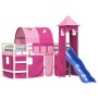 Cama alta para niños con torre madera pino rosa 90x200 cm de , Camas y somieres - Ref: Foro24-3207104, Precio: 299,29 €, Desc...