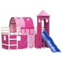 Cama alta para niños con torre madera pino rosa 90x200 cm de , Camas y somieres - Ref: Foro24-3207104, Precio: 299,29 €, Desc...