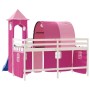 Cama alta para niños con torre madera pino rosa 90x200 cm de , Camas y somieres - Ref: Foro24-3207104, Precio: 299,29 €, Desc...