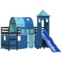 Cama alta para niños con torre madera pino azul 80x200 cm de , Camas y somieres - Ref: Foro24-3207097, Precio: 291,20 €, Desc...