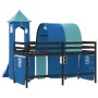 Cama alta para niños con torre madera pino azul 80x200 cm de , Camas y somieres - Ref: Foro24-3207097, Precio: 291,20 €, Desc...