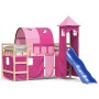 Cama alta para niños con torre madera pino rosa 90x190 cm de , Camas y somieres - Ref: Foro24-3207110, Precio: 264,99 €, Desc...