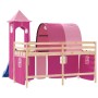 Cama alta para niños con torre madera pino rosa 90x190 cm de , Camas y somieres - Ref: Foro24-3207110, Precio: 264,99 €, Desc...