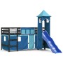 Cama alta para niños con torre madera pino azul 90x190 cm de , Camas y somieres - Ref: Foro24-3207088, Precio: 280,47 €, Desc...