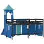 High bed for children with blue pine wood tower 90x190 cm by , Beds and slatted bases - Ref: Foro24-3207088, Price: 280,47 €,...