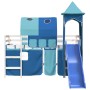 High bed for children with blue pine wood tower 90x190 cm by , Beds and slatted bases - Ref: Foro24-3207112, Price: 302,92 €,...