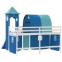 High bed for children with blue pine wood tower 90x190 cm by , Beds and slatted bases - Ref: Foro24-3207112, Price: 302,92 €,...