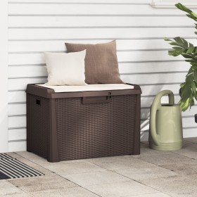 Garden storage box with brown PP seat cushion 125 L by , Outdoor storage boxes - Ref: Foro24-364212, Price: 89,99 €, Discount: %