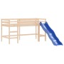 High bed for children with blue pine wood curtains 90x200 cm by , Beds and slatted bases - Ref: Foro24-3207019, Price: 253,99...