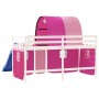 High bed for children with pink pine wood tunnel 90x190 cm by , Beds and slatted bases - Ref: Foro24-3207059, Price: 280,51 €...