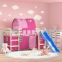 Cama alta para niños con túnel madera pino rosa 80x200 cm de , Camas y somieres - Ref: Foro24-3207038, Precio: 262,62 €, Desc...