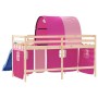 Cama alta para niños con túnel madera pino rosa 80x200 cm de , Camas y somieres - Ref: Foro24-3207038, Precio: 262,62 €, Desc...