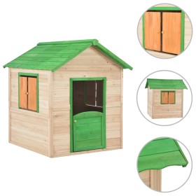 Casa de juegos de niños de madera verde de vidaXL, Casitas infantiles - Ref: Foro24-91791, Precio: 317,87 €, Descuento: %