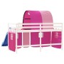 High bed for children with pink pine wood tunnel 90x200 cm by , Beds and slatted bases - Ref: Foro24-3207050, Price: 287,16 €...