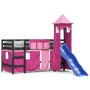 Cama alta para niños con torre madera pino rosa 80x200 cm de , Camas y somieres - Ref: Foro24-3207071, Precio: 277,33 €, Desc...