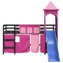 Cama alta para niños con torre madera pino rosa 80x200 cm de , Camas y somieres - Ref: Foro24-3207071, Precio: 277,33 €, Desc...