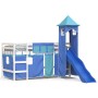 High bed for children with blue pine wood tower 80x200 cm by , Beds and slatted bases - Ref: Foro24-3207067, Price: 280,20 €,...