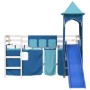 High bed for children with blue pine wood tower 80x200 cm by , Beds and slatted bases - Ref: Foro24-3207067, Price: 280,20 €,...