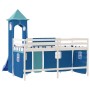 High bed for children with blue pine wood tower 80x200 cm by , Beds and slatted bases - Ref: Foro24-3207067, Price: 280,20 €,...