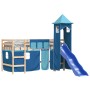 Cama alta para niños con torre madera pino azul 90x200 cm de , Camas y somieres - Ref: Foro24-3207073, Precio: 285,15 €, Desc...