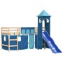 Cama alta para niños con torre madera pino azul 90x200 cm de , Camas y somieres - Ref: Foro24-3207073, Precio: 285,15 €, Desc...