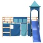 High bed for children with blue pine wood tower 90x200 cm by , Beds and slatted bases - Ref: Foro24-3207073, Price: 285,15 €,...