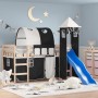 Cama alta niños con torre madera pino blanco negro 90x190 cm de , Camas y somieres - Ref: Foro24-3207108, Precio: 275,87 €, D...