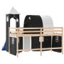 Cama alta niños con torre madera pino blanco negro 90x190 cm de , Camas y somieres - Ref: Foro24-3207108, Precio: 275,87 €, D...