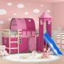 High bed for children with pink pine wood tower 80x200 cm by , Beds and slatted bases - Ref: Foro24-3207092, Price: 261,08 €,...