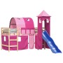 Cama alta para niños con torre madera pino rosa 90x200 cm de , Camas y somieres - Ref: Foro24-3207101, Precio: 281,74 €, Desc...