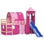 High bed for children with pink pine wood tower 90x200 cm by , Beds and slatted bases - Ref: Foro24-3207101, Price: 300,70 €,...