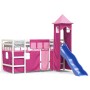 Cama alta para niños con torre madera pino rosa 90x190 cm de , Camas y somieres - Ref: Foro24-3207086, Precio: 288,71 €, Desc...